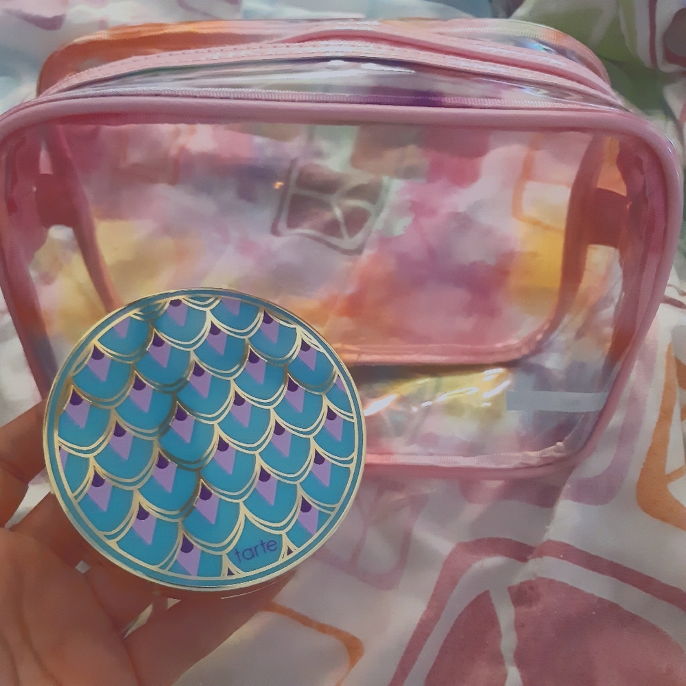 Tarte Rainforest of the Sea palette and makeup bag